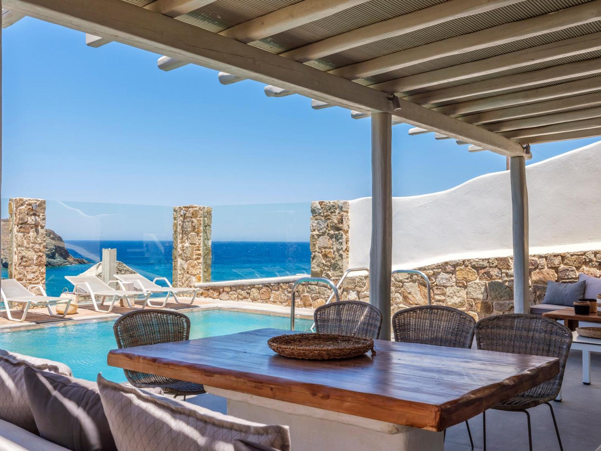Sea Rock & Sky Private Mykonos Residence Merchia Beach Exterior foto